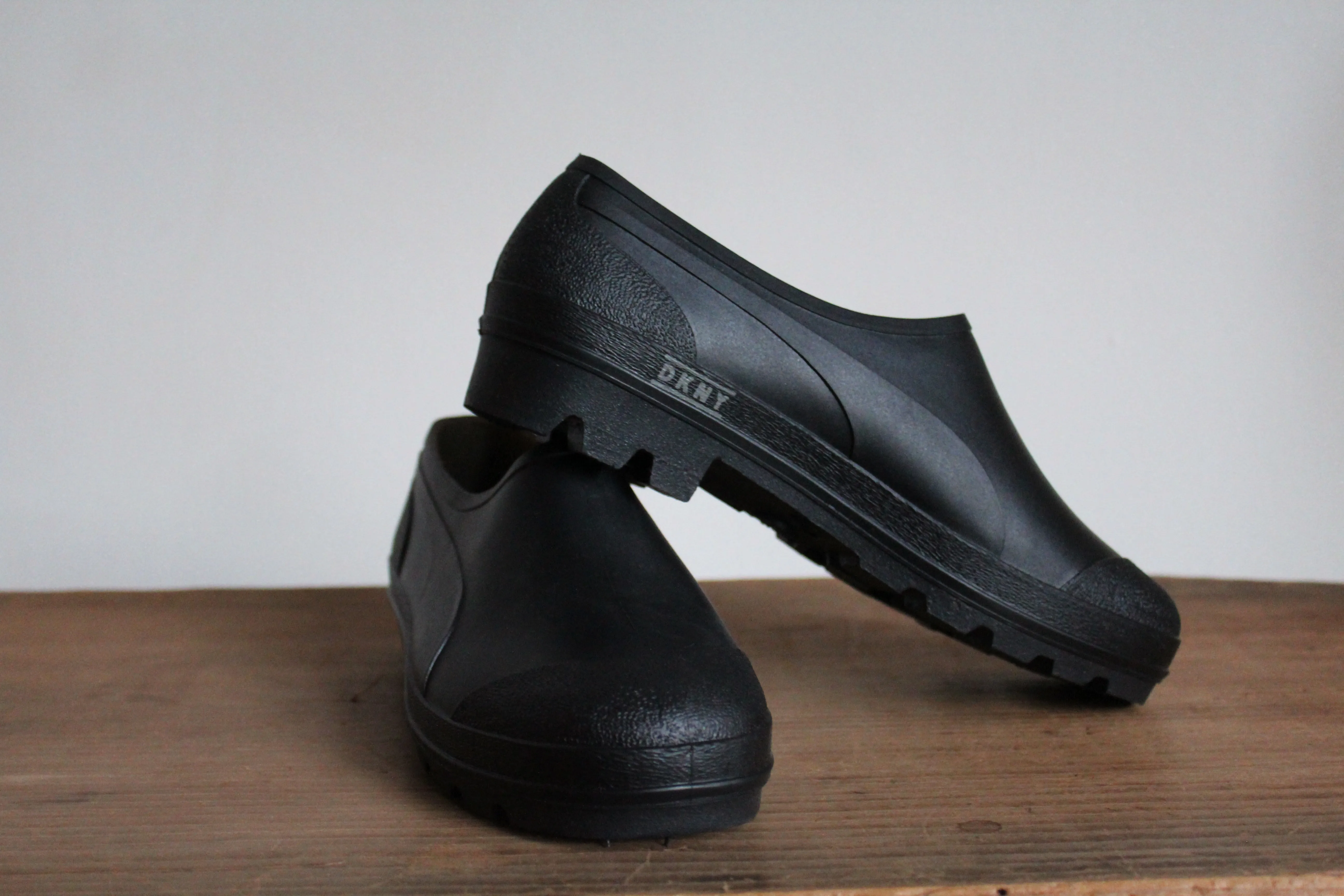 1980s Black DKNY Rubber Slip on Loafers - Size 8