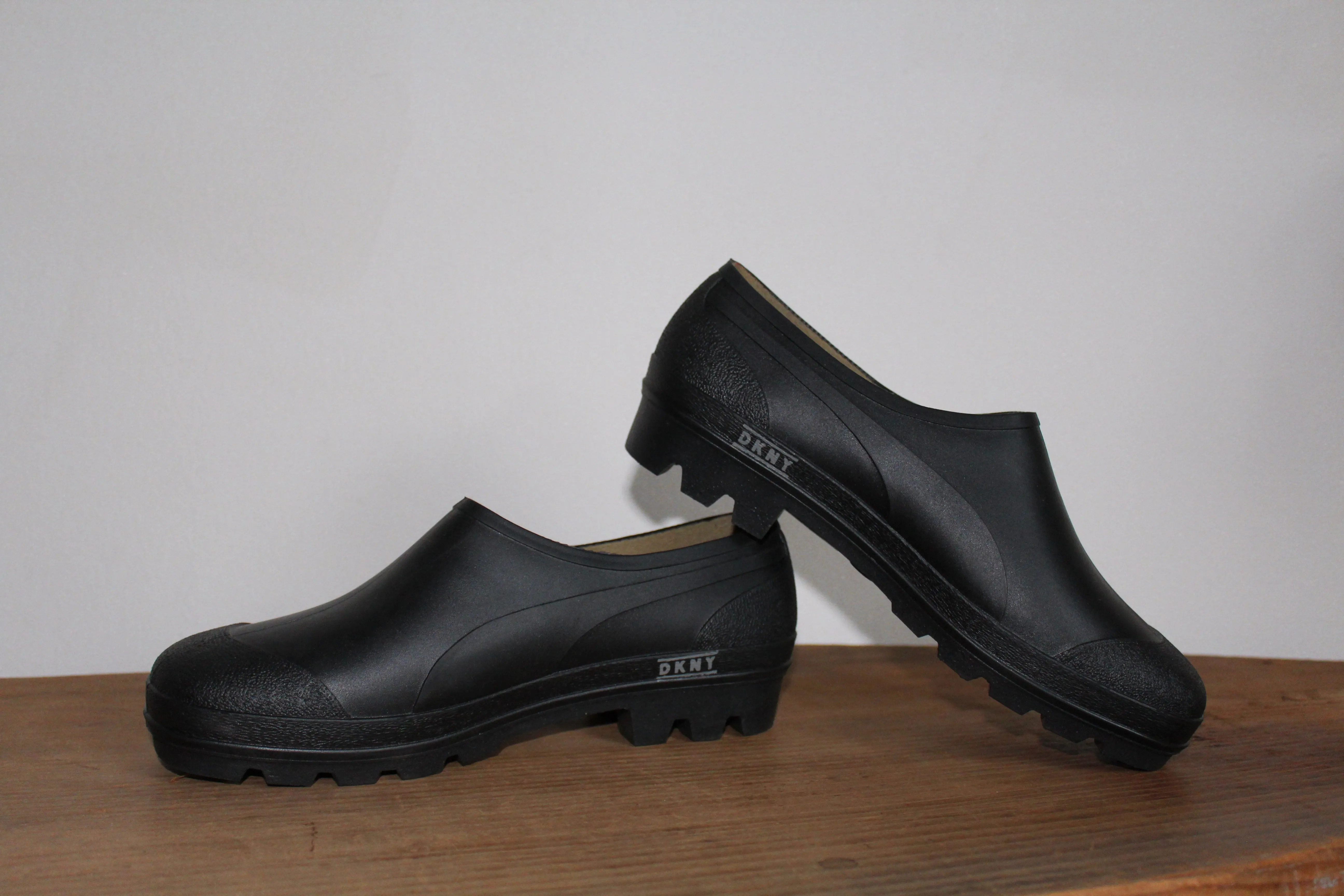 1980s Black DKNY Rubber Slip on Loafers - Size 8