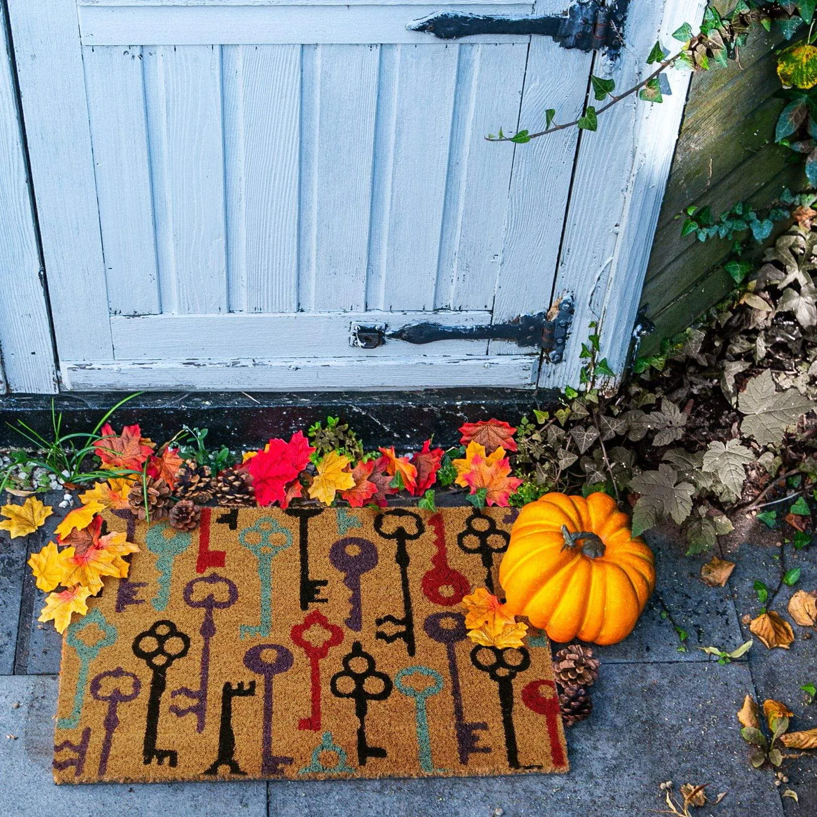 60cm x 40cm Multicoloured Keys Coir Door Mat - By Nicola Spring