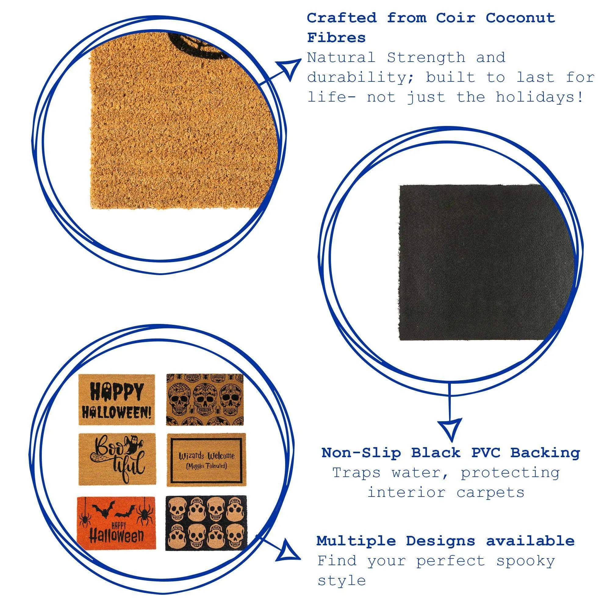 60cm x 40cm Multicoloured Keys Coir Door Mat - By Nicola Spring