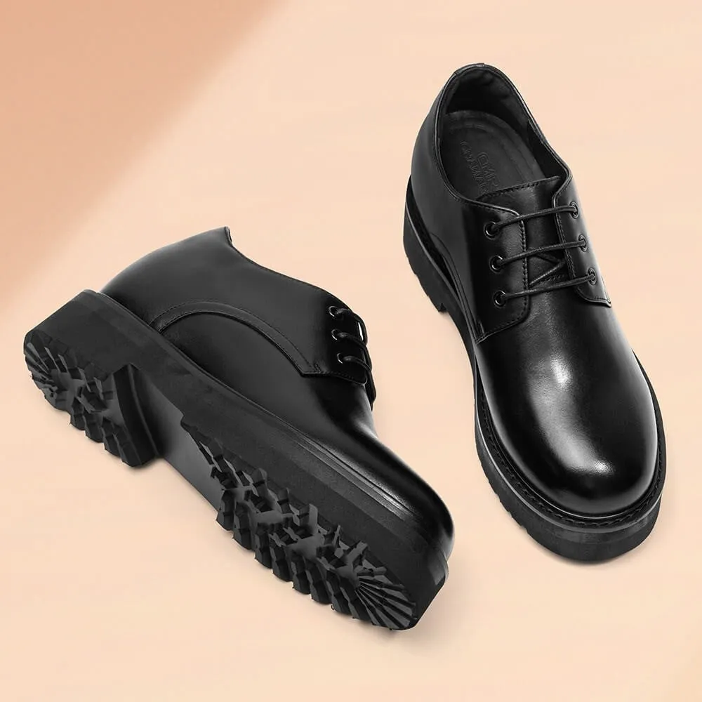 8 CM/3.15 Inches CMR CHAMARIPA Black Calfskin Business Height Increasing Casual Shoes