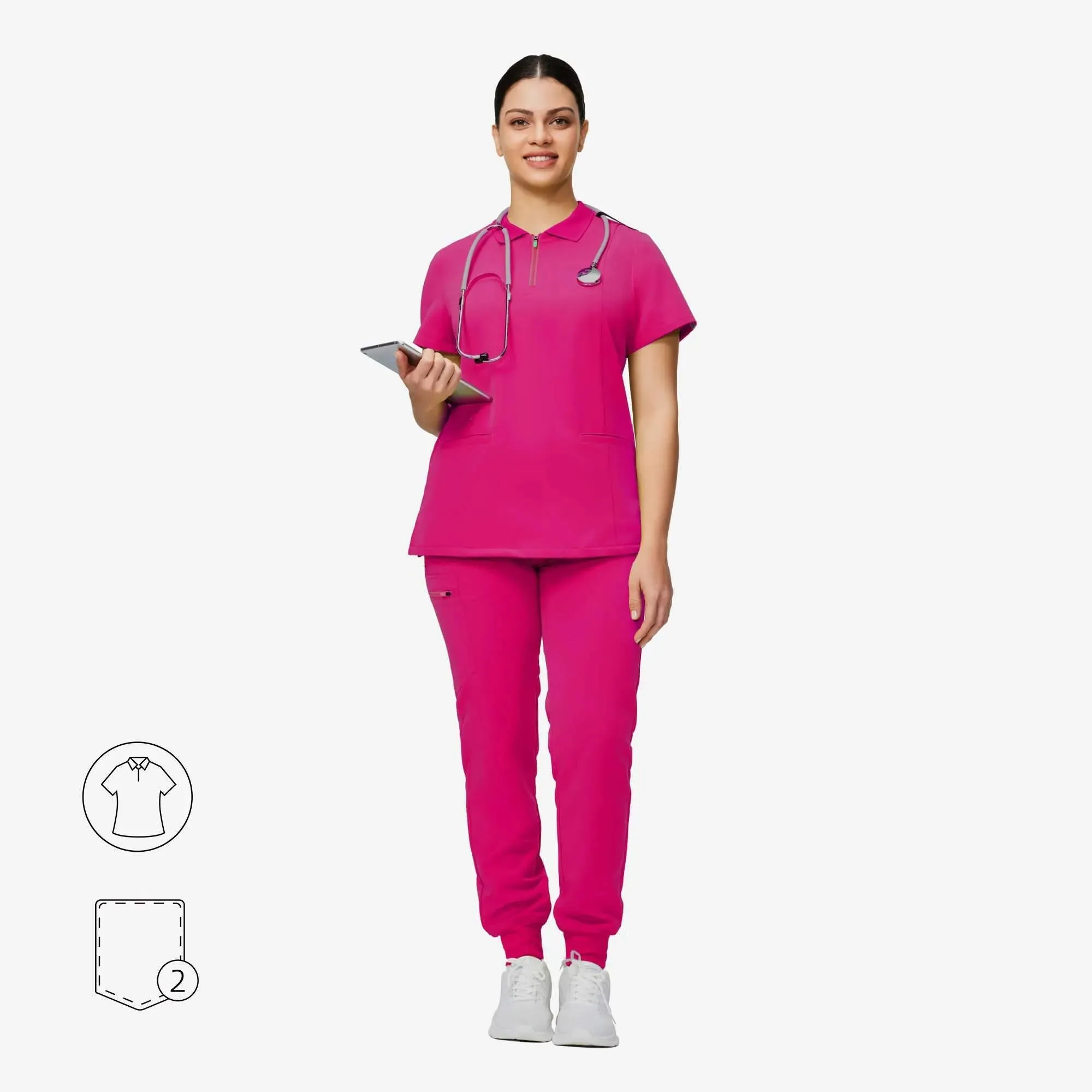 Agile Collared Scrub Top