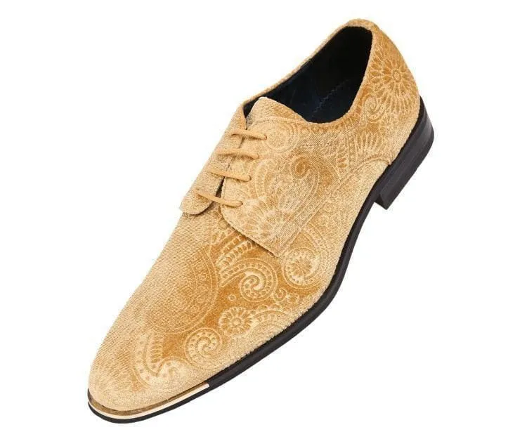 Amali Chadwick Gold Men’s Velvet Paisley Loafers