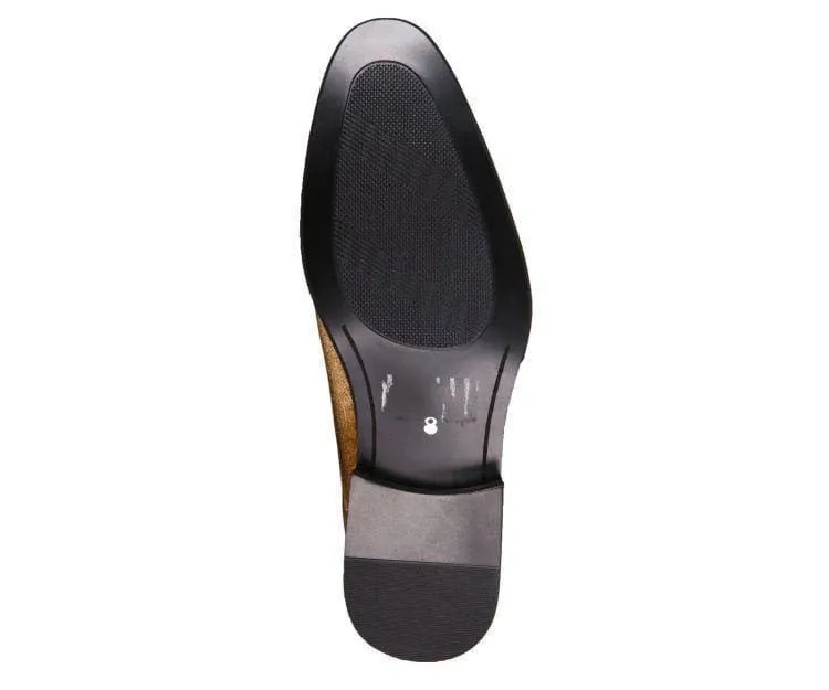 Amali Chadwick Gold Men’s Velvet Paisley Loafers