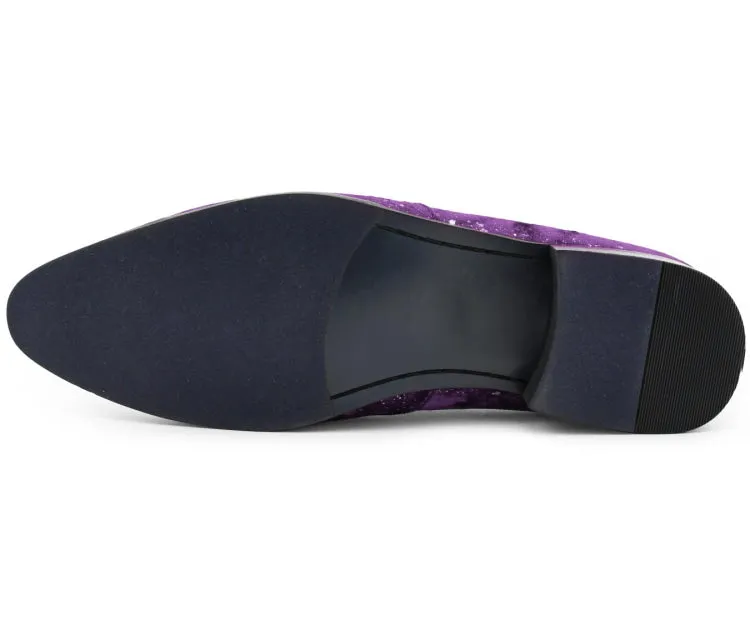 Amali Chaz Purple Men's Glitter Dress Shoes With Tassels