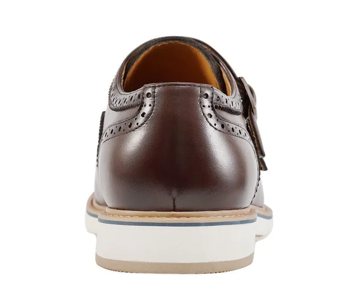 Amali Dario Casual Elegance Monk Strap Shoes Men’s Brown Leather