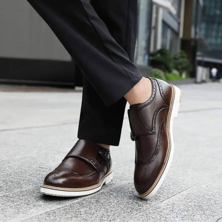 Amali Dario Casual Elegance Monk Strap Shoes Men’s Brown Leather