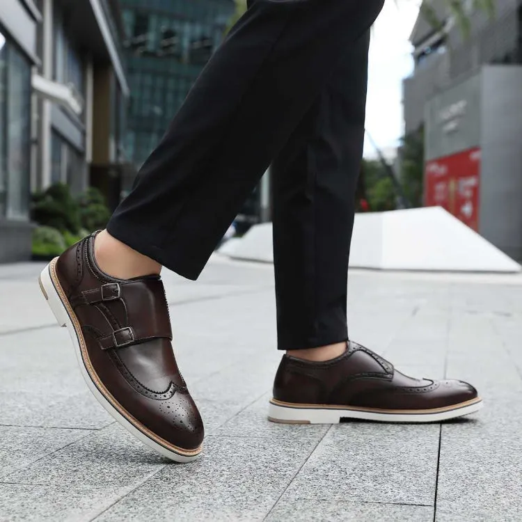Amali Dario Casual Elegance Monk Strap Shoes Men’s Brown Leather