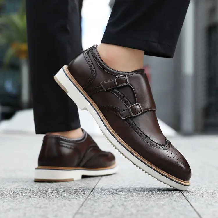 Amali Dario Casual Elegance Monk Strap Shoes Men’s Brown Leather