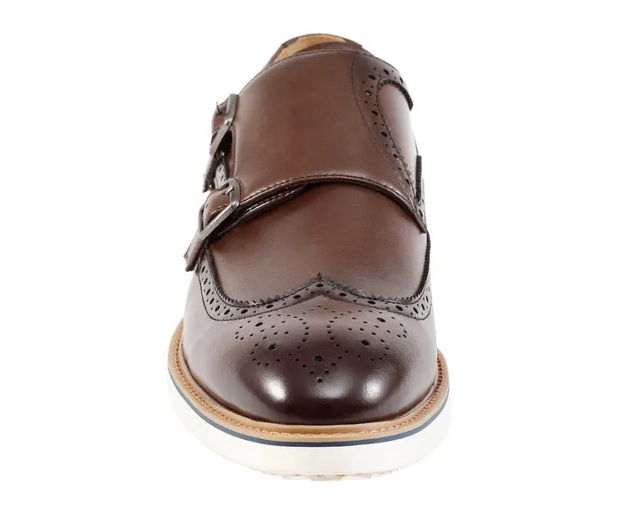 Amali Dario Casual Elegance Monk Strap Shoes Men’s Brown Leather