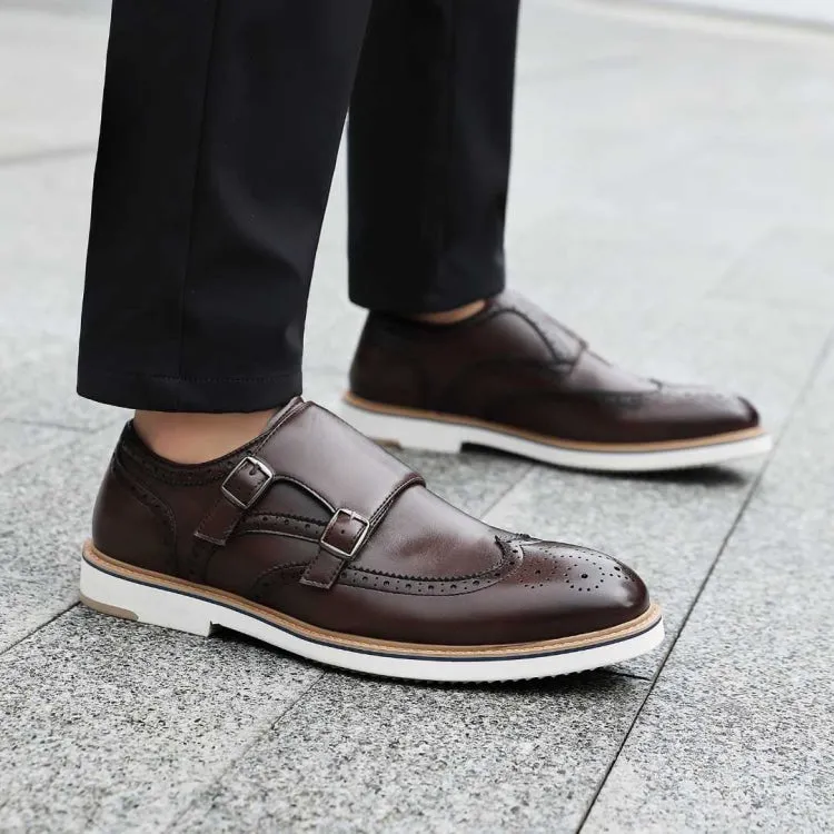 Amali Dario Casual Elegance Monk Strap Shoes Men’s Brown Leather