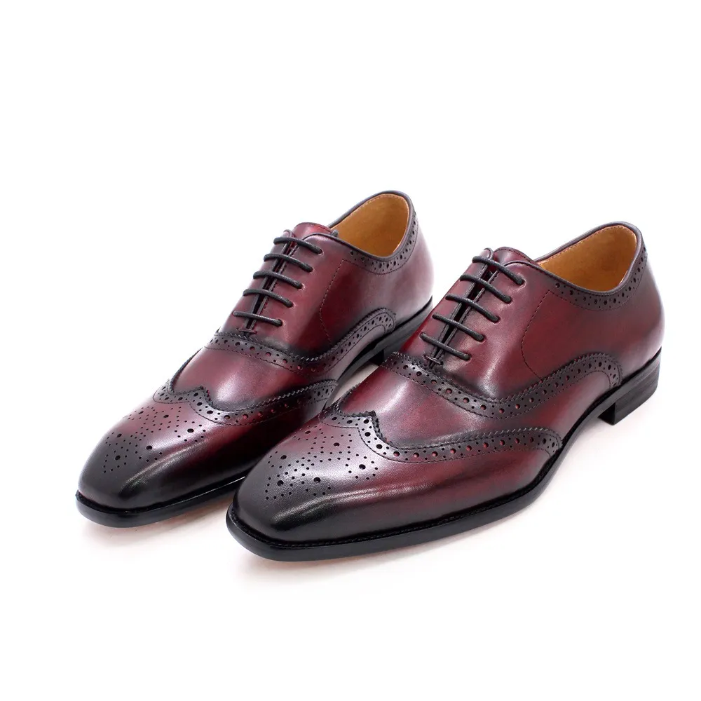 Autentico - Men's Classic Wingtip Oxford Leather Dress Shoes. Handmade