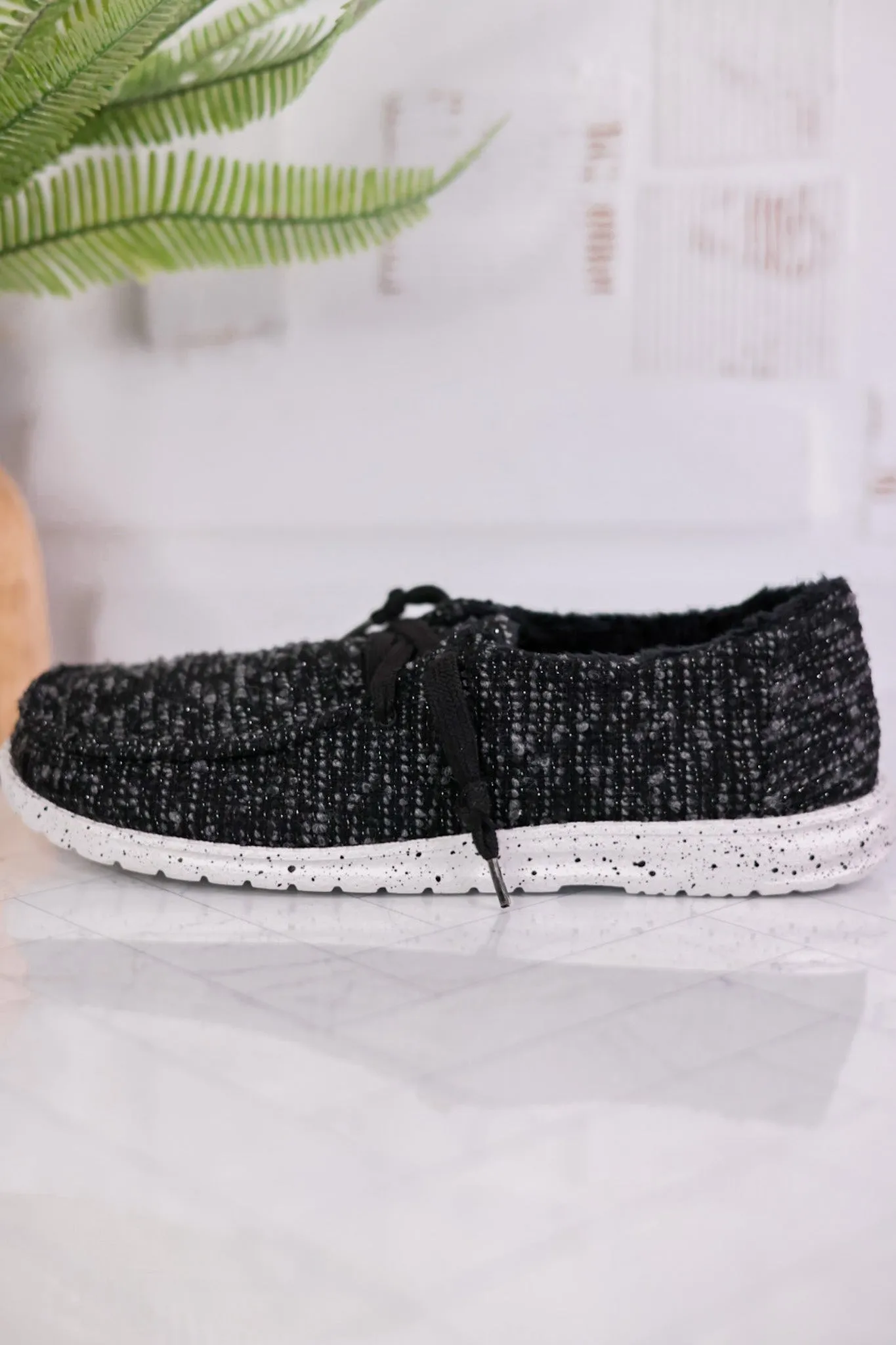 Black & Grey Lightweight Sneakers W/ Sherpa Lining FINAL SALE