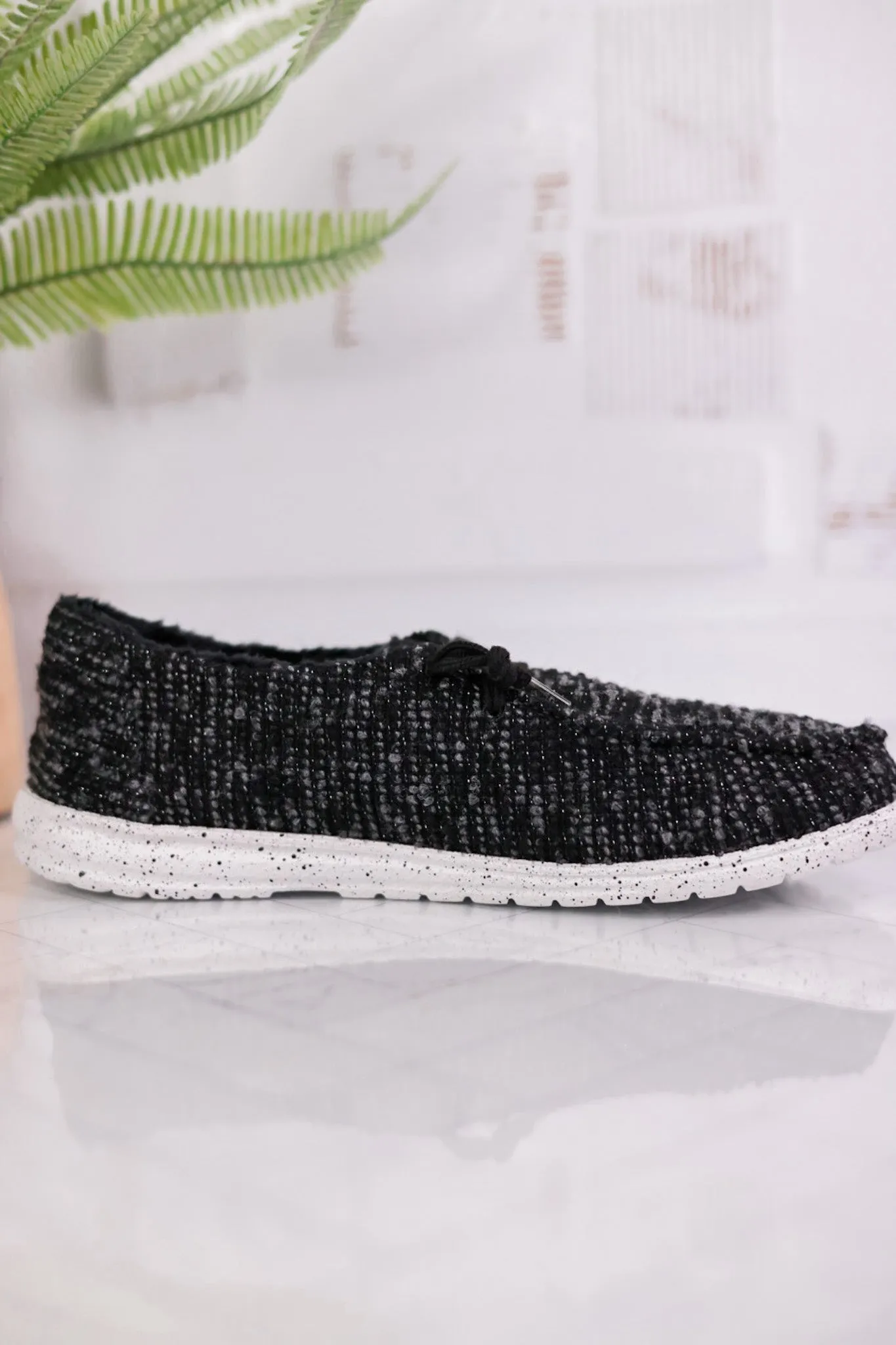 Black & Grey Lightweight Sneakers W/ Sherpa Lining FINAL SALE