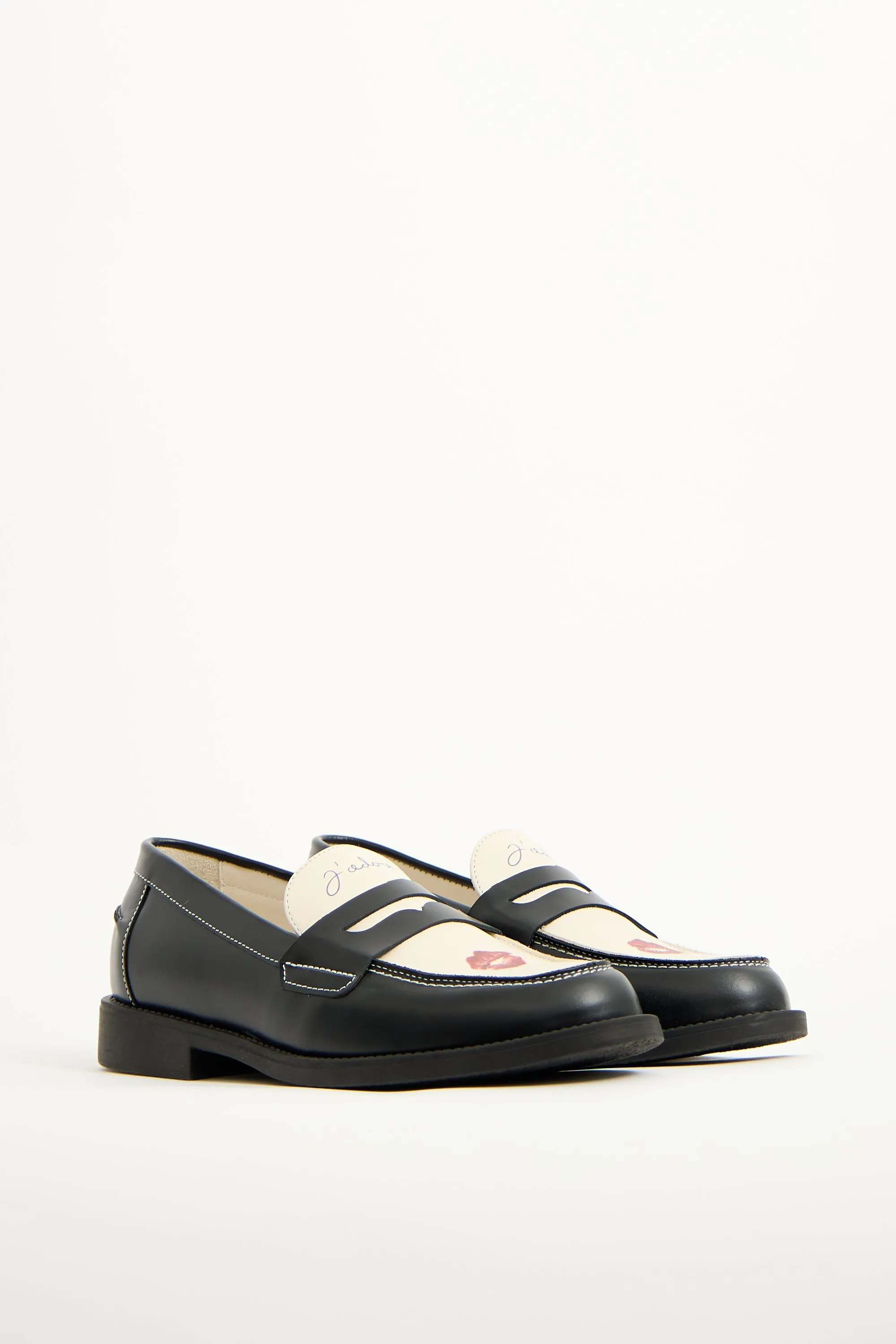 Black & White Leather Wilde Kiss Loafer