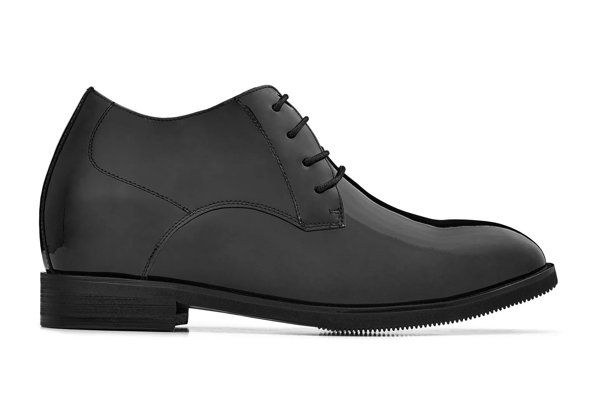 CALTO - K8010 - 3.4 Inches Taller (Black) - Patent Leather Dress Derbies