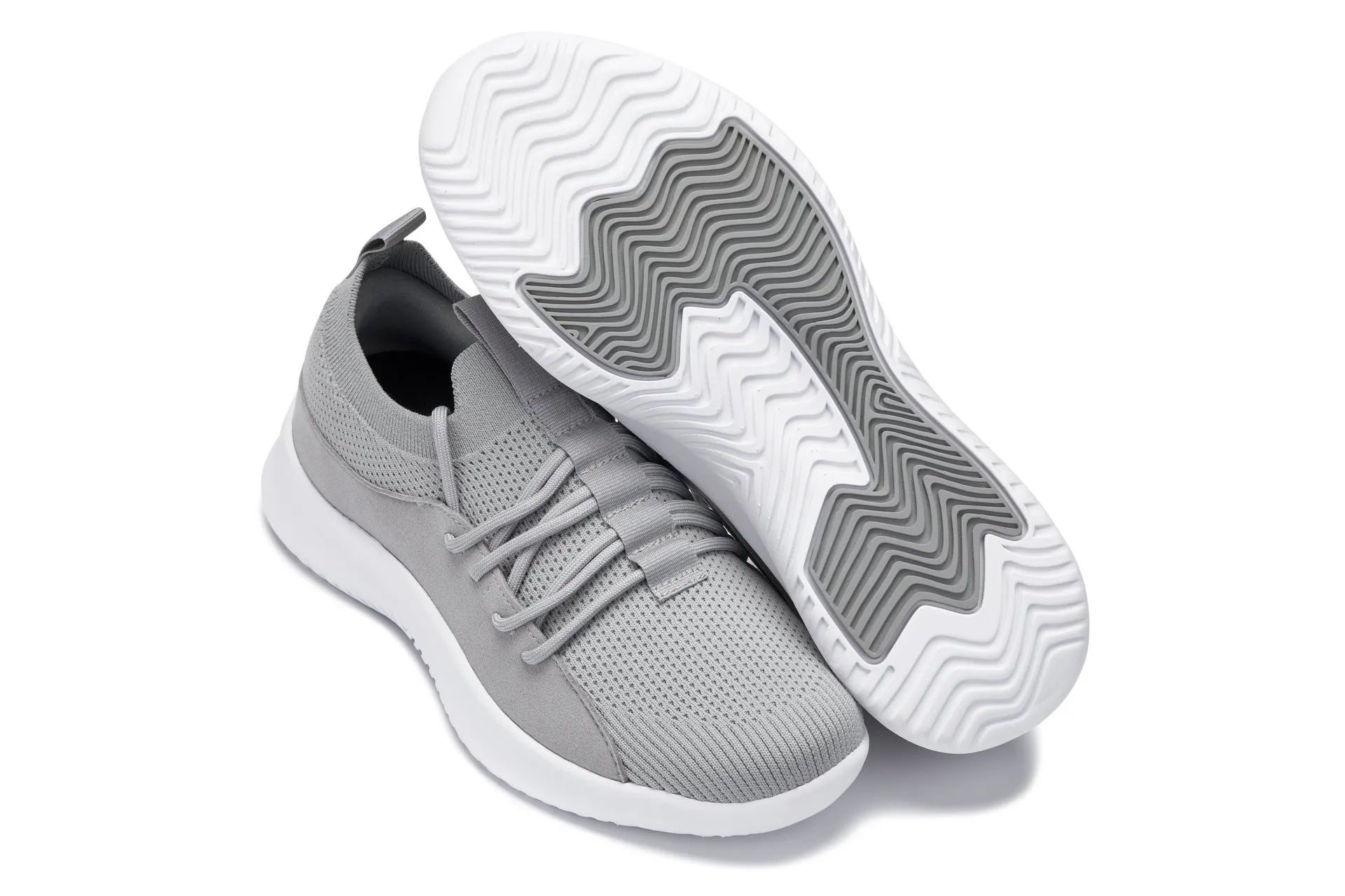 CALTO - Q134 - 2.4 Inches Taller (Light Gray/White Sole) - Ultra Lightweight Sneakers