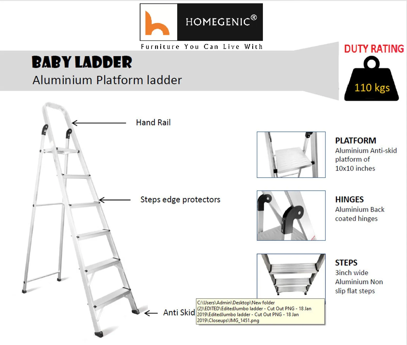 Carbon Aluminium Ladder with Anodized Technology