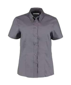 Charcoal - Women's corporate Oxford blouse short-sleeved (tailored fit)