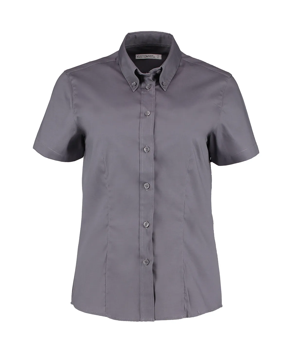 Charcoal - Women's corporate Oxford blouse short-sleeved (tailored fit)