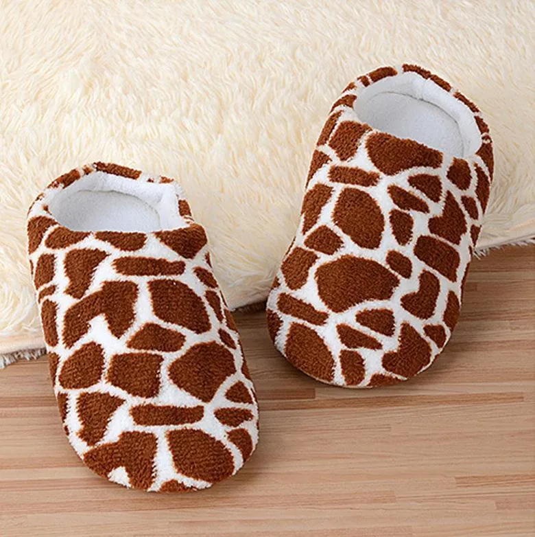 Chicvane Adult's Family Faux Fur Cute Dots Slippers Comfy Slip on Anti-skid Sole