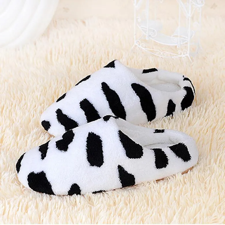 Chicvane Adult's Family Faux Fur Cute Dots Slippers Comfy Slip on Anti-skid Sole