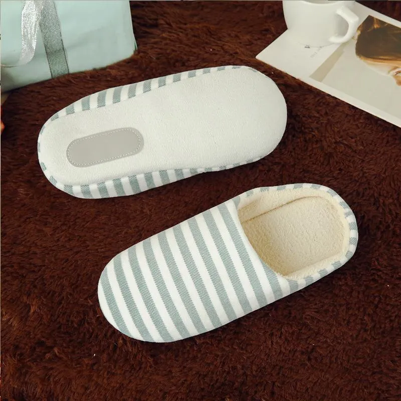 Chicvane Adult's Family Faux Fur Stripe Slippers Comfy Slip on Anti-skid Sole indoor outdoor