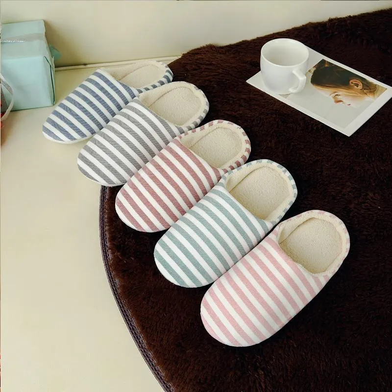Chicvane Adult's Family Faux Fur Stripe Slippers Comfy Slip on Anti-skid Sole indoor outdoor
