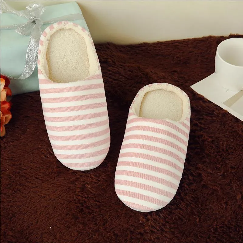 Chicvane Adult's Family Faux Fur Stripe Slippers Comfy Slip on Anti-skid Sole indoor outdoor