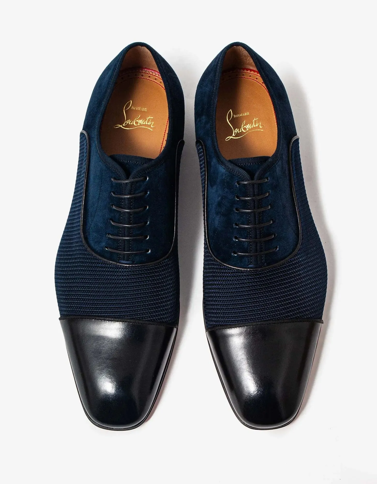 Christian Louboutin Blue & Black Greggo Orlato Flat Oxford Shoes