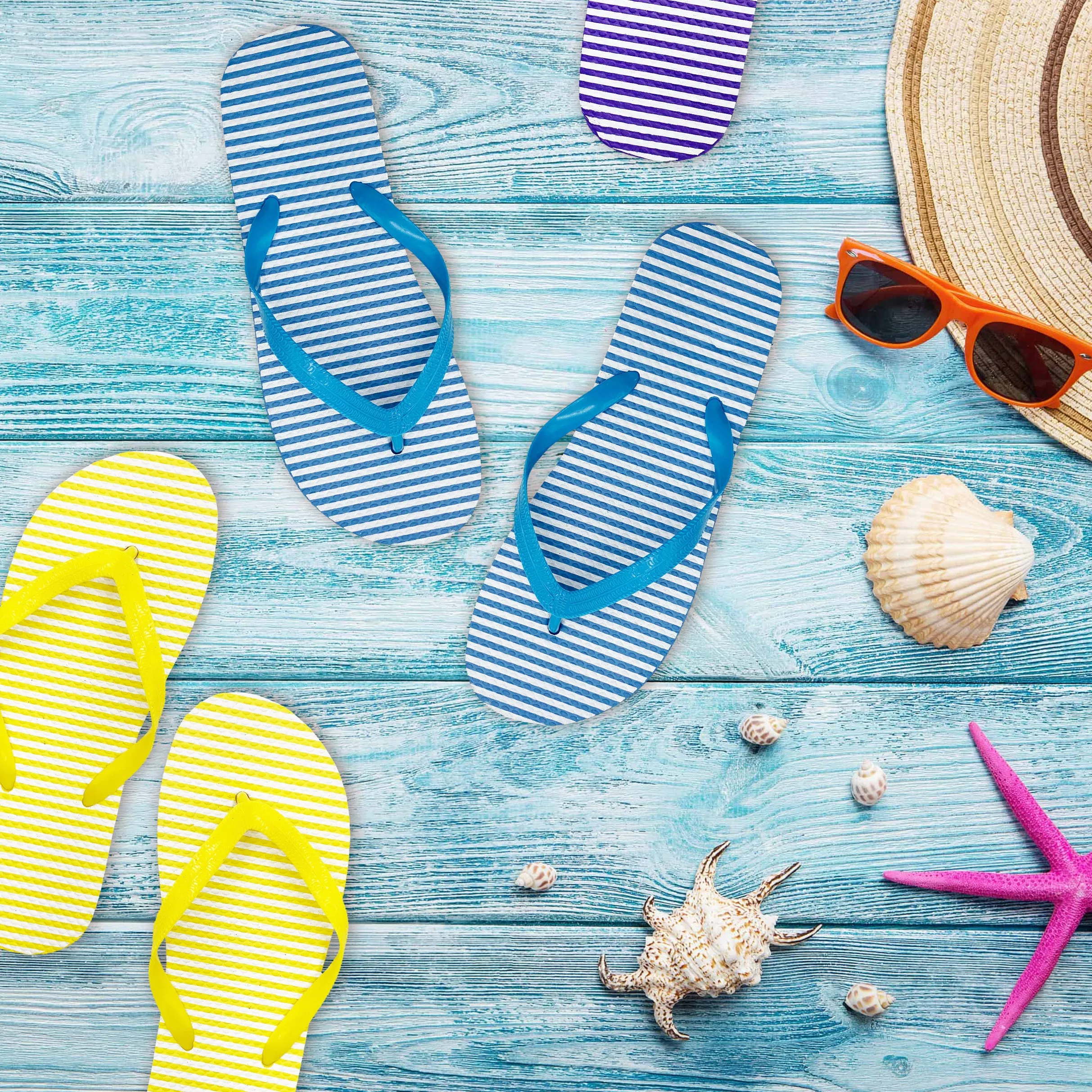 Colorful Striped Flip Flops