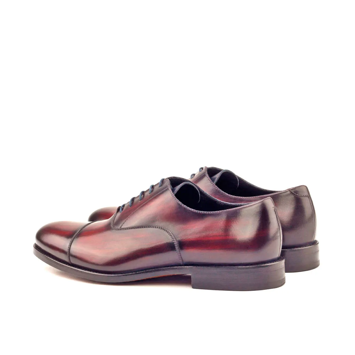 DapperFam Rafael in Burgundy / Denim Men's Hand-Painted Patina Oxford