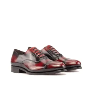 DapperFam Rafael in Burgundy Men's Hand-Painted Patina Oxford