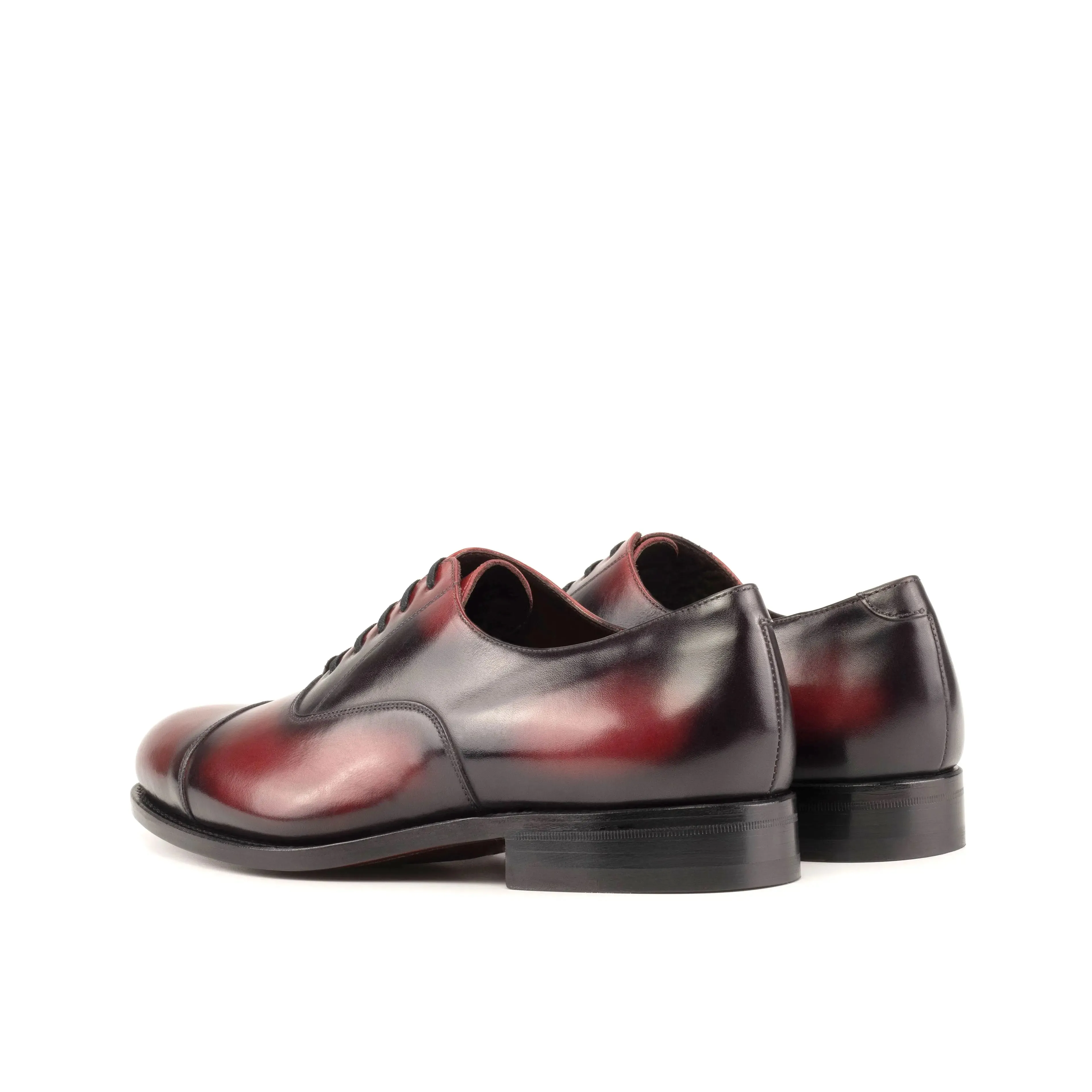 DapperFam Rafael in Burgundy Men's Hand-Painted Patina Oxford