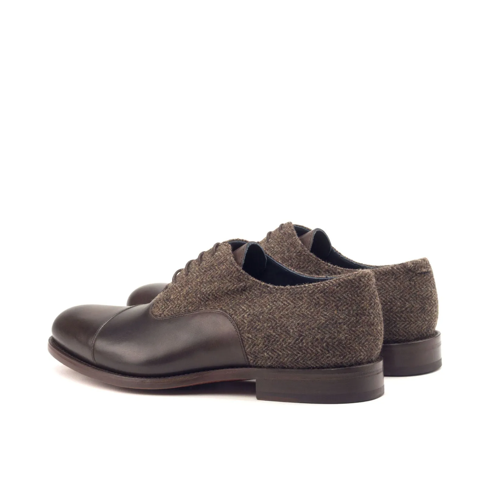 DapperFam Rafael in Herringbone / Dark Brown Men's Sartorial & Italian Leather Oxford