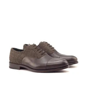 DapperFam Rafael in Herringbone / Dark Brown Men's Sartorial & Italian Leather Oxford