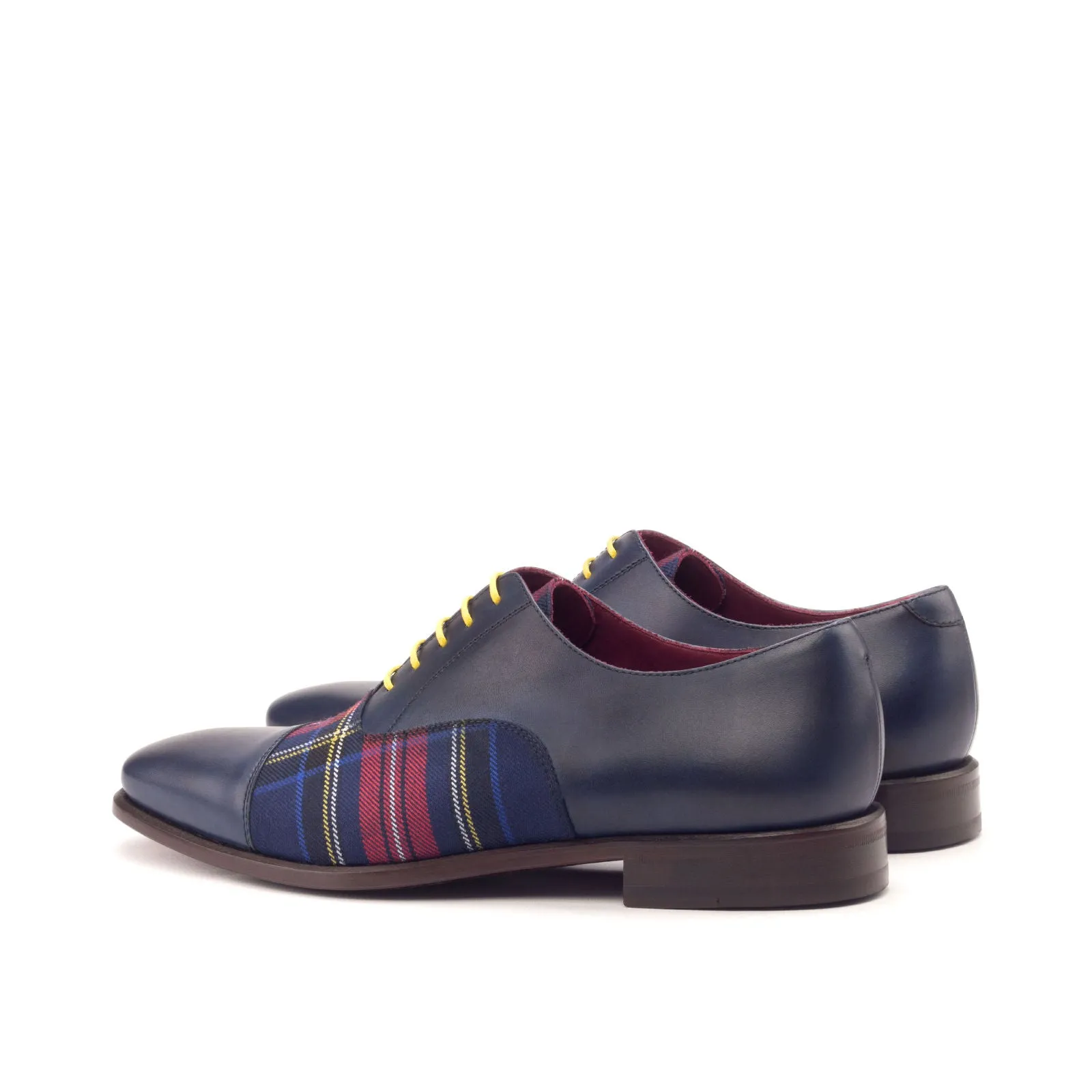 DapperFam Rafael in Tartan / Navy Men's Sartorial & Italian Leather Oxford