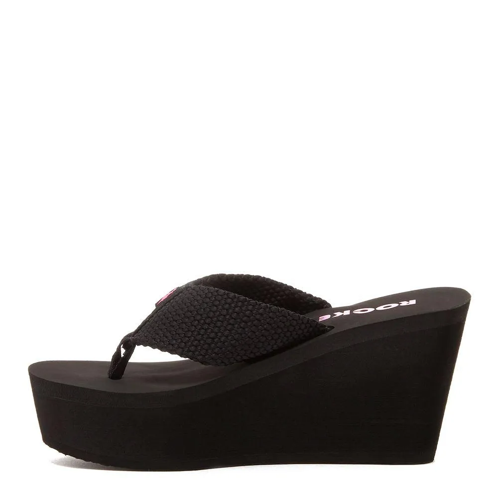 Diver Black Wedge Flip-Flops