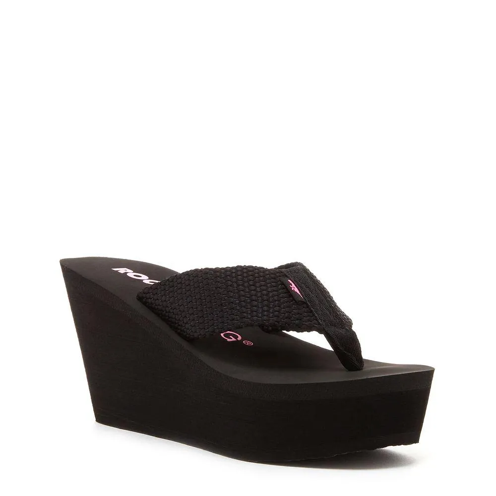Diver Black Wedge Flip-Flops