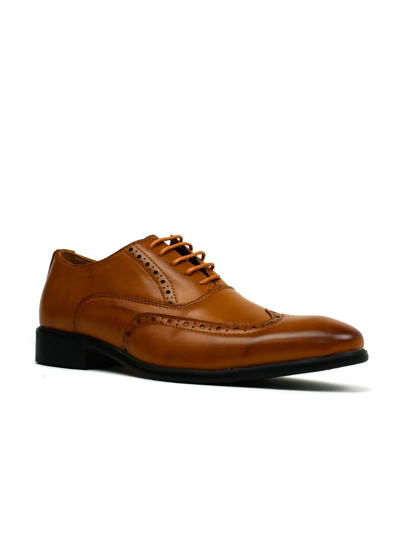 (Free Shipping) Men Classic Brogue Tan Business Casual Shoes
