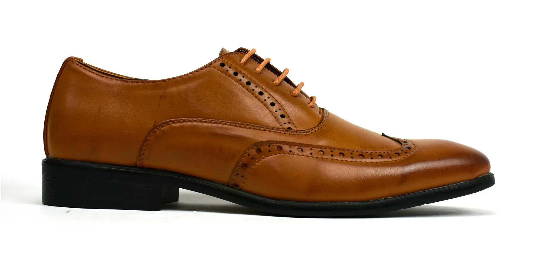 (Free Shipping) Men Classic Brogue Tan Business Casual Shoes