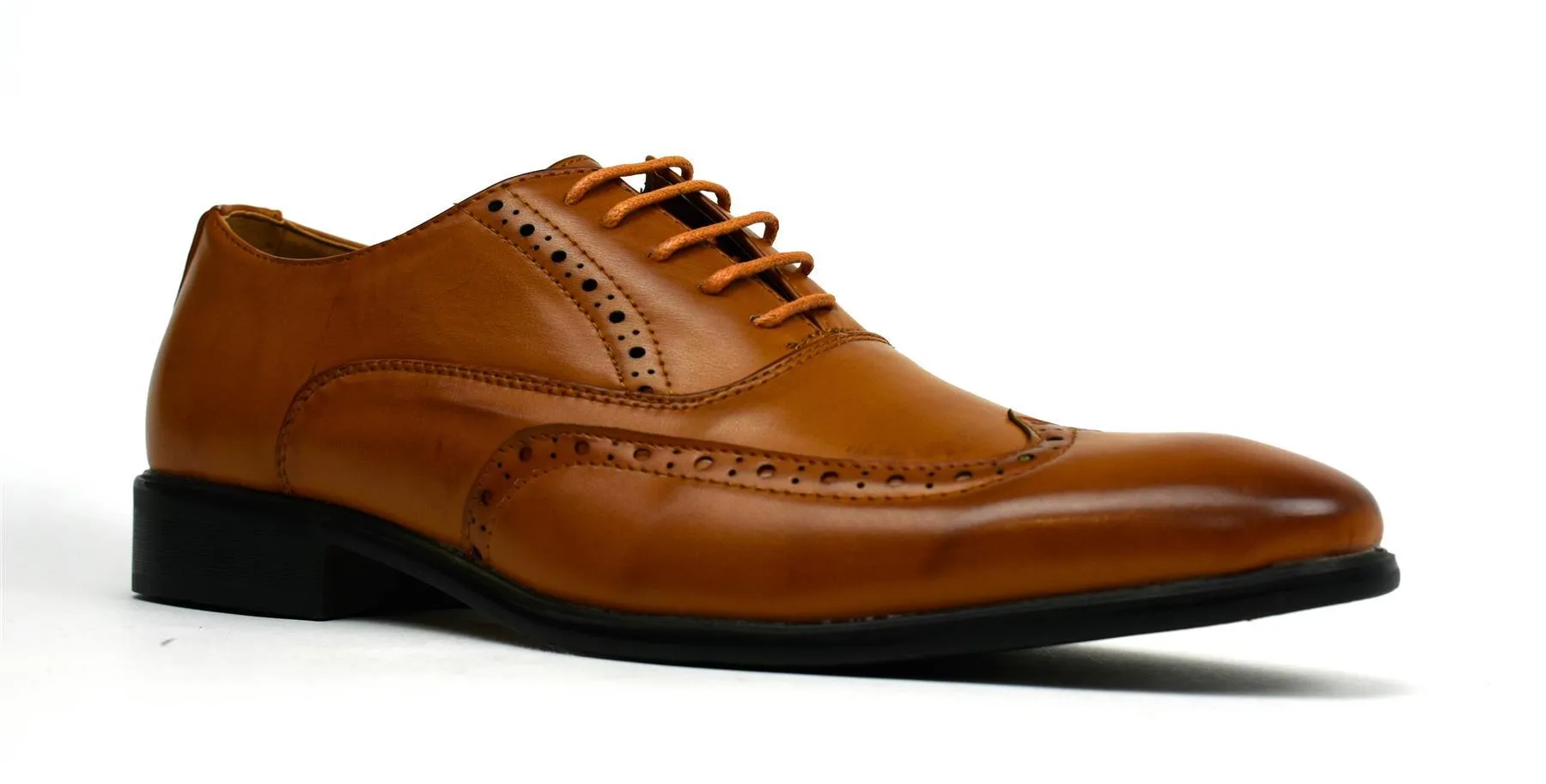 (Free Shipping) Men Classic Brogue Tan Business Casual Shoes