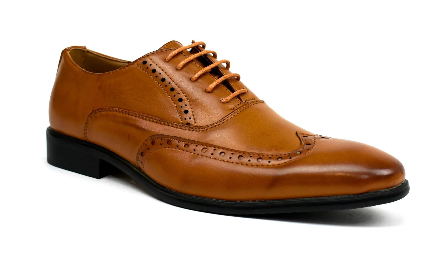 (Free Shipping) Men Classic Brogue Tan Business Casual Shoes