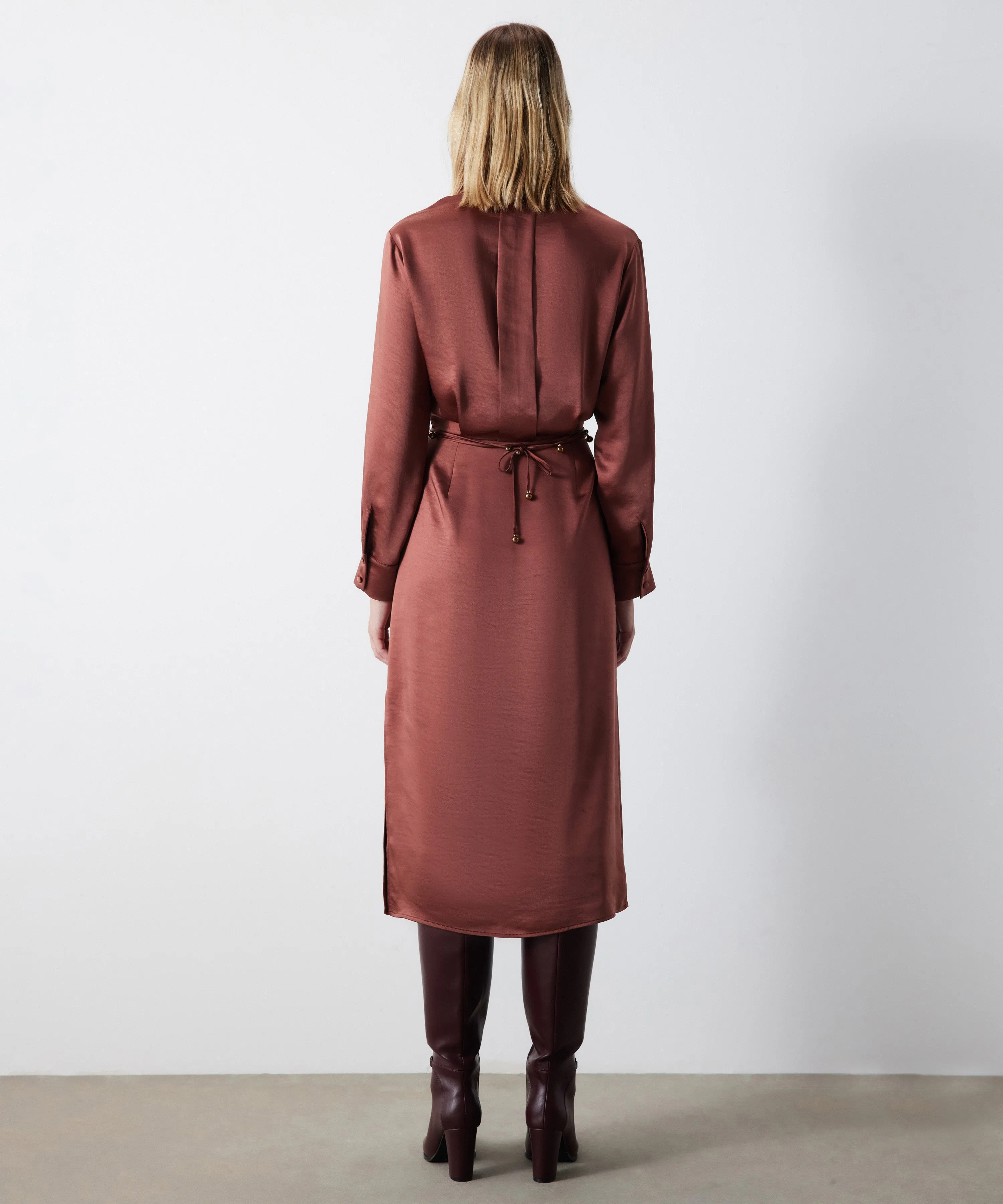 Ipekyol Shirt Collar Midi Dress Dark Powder