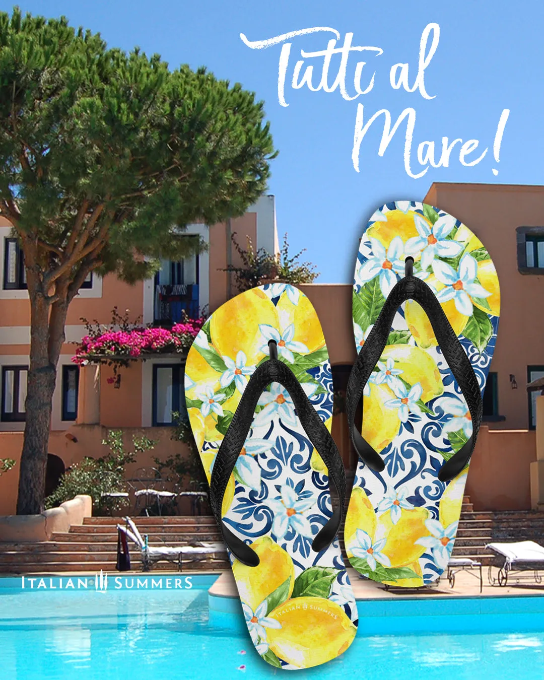 Italy Flip Flops, ITALIAN LEMONS and TILES, Positano lemons, Capri lemons, Italy travel, Italy beach, Italy lovers, Italy vacation, Italy