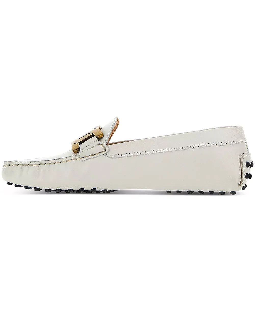 Kate Chain Gommini Loafer in White