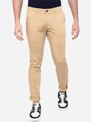 Khaki Solid Neo Fit Casual Trouser | Greenfibre