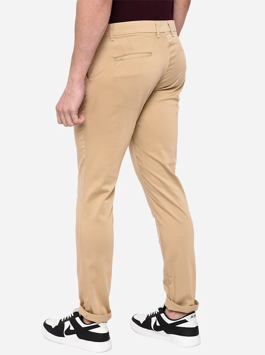 Khaki Solid Neo Fit Casual Trouser | Greenfibre
