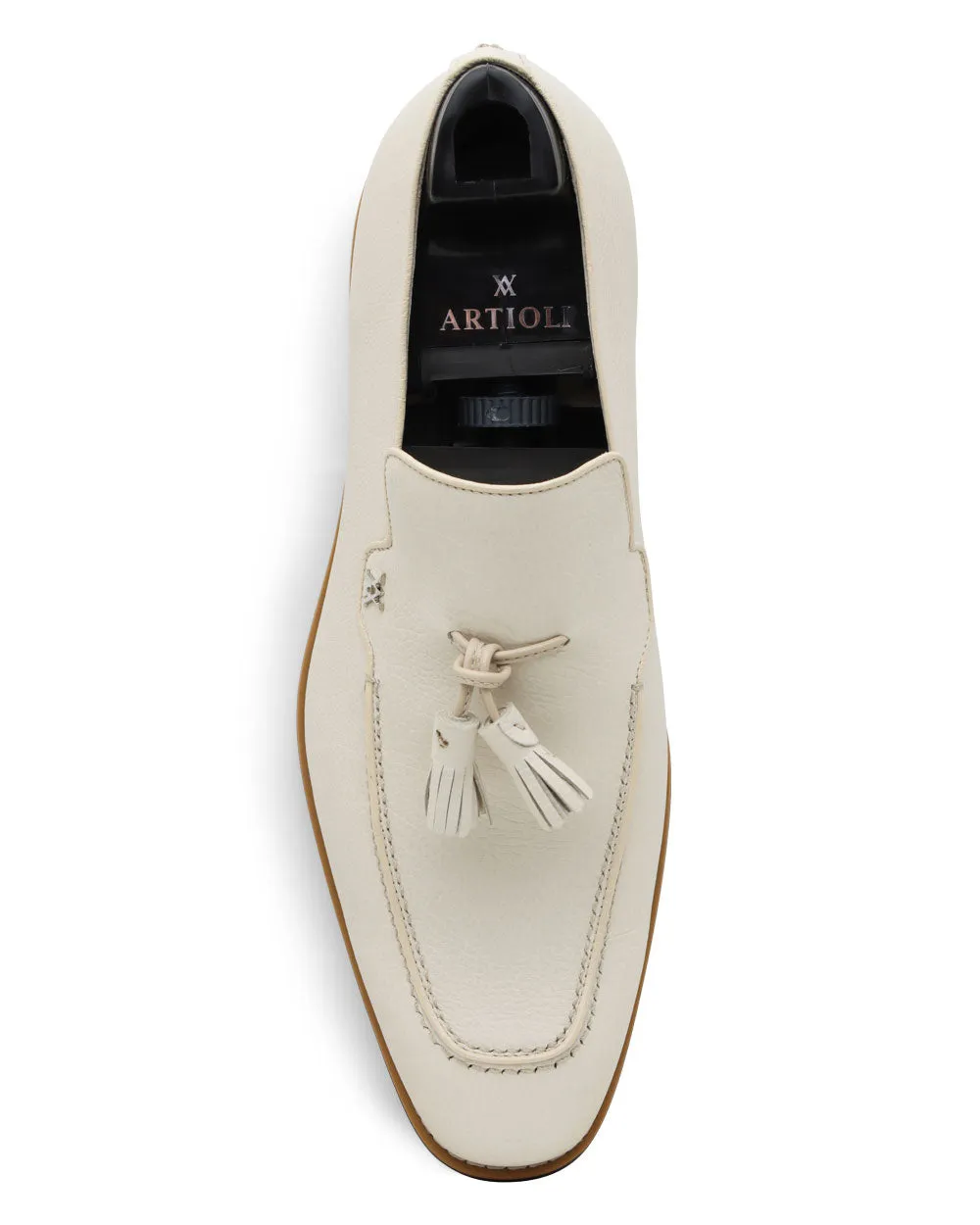 Leather Tassel Loafer in Panna