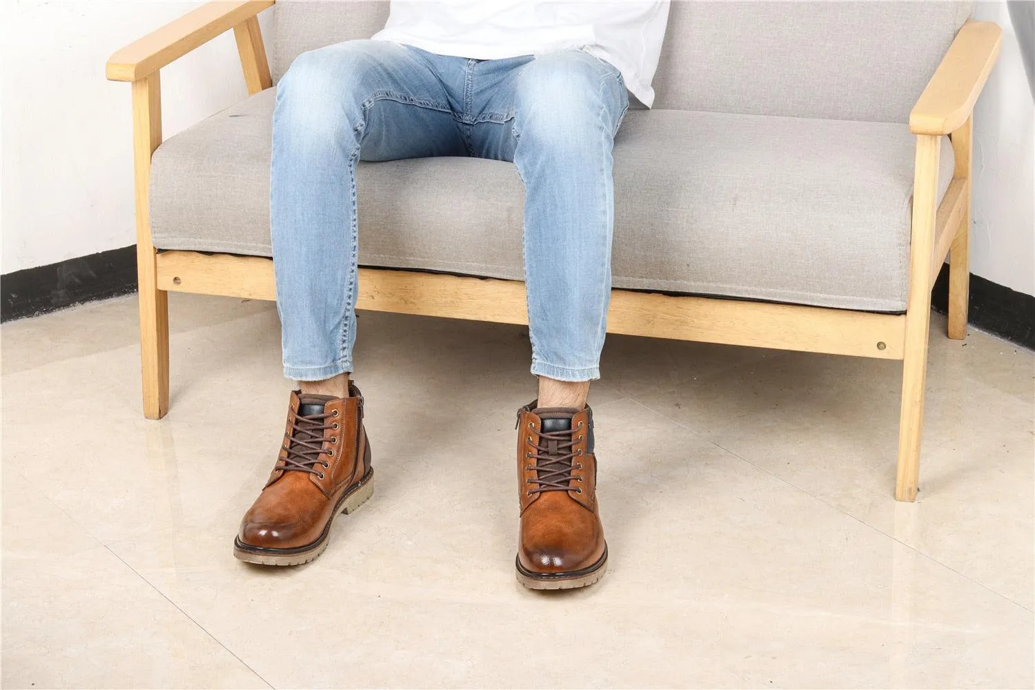 Men's Comfortable PU Leather Non-Slip Winter Boots